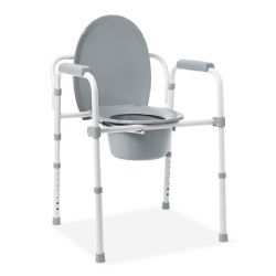 3-in-1 Elongated Folding Bedside Commode Chair by Medline